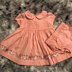 Girls Peach Dress w/Floral Design